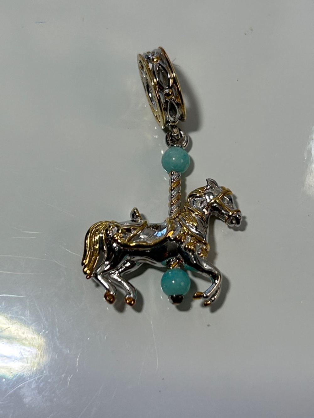 NWOT Gems En Vogue Palladium 18k Accented Euro Style Gemstone Carousel Charm